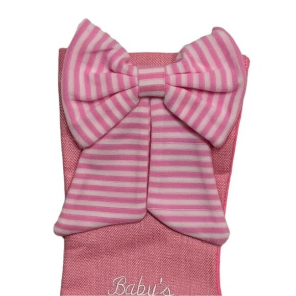 Baby First Christmas Stocking Embroidered 2022  Baby Girl Pink White 17 Inches - Picture 12 of 16